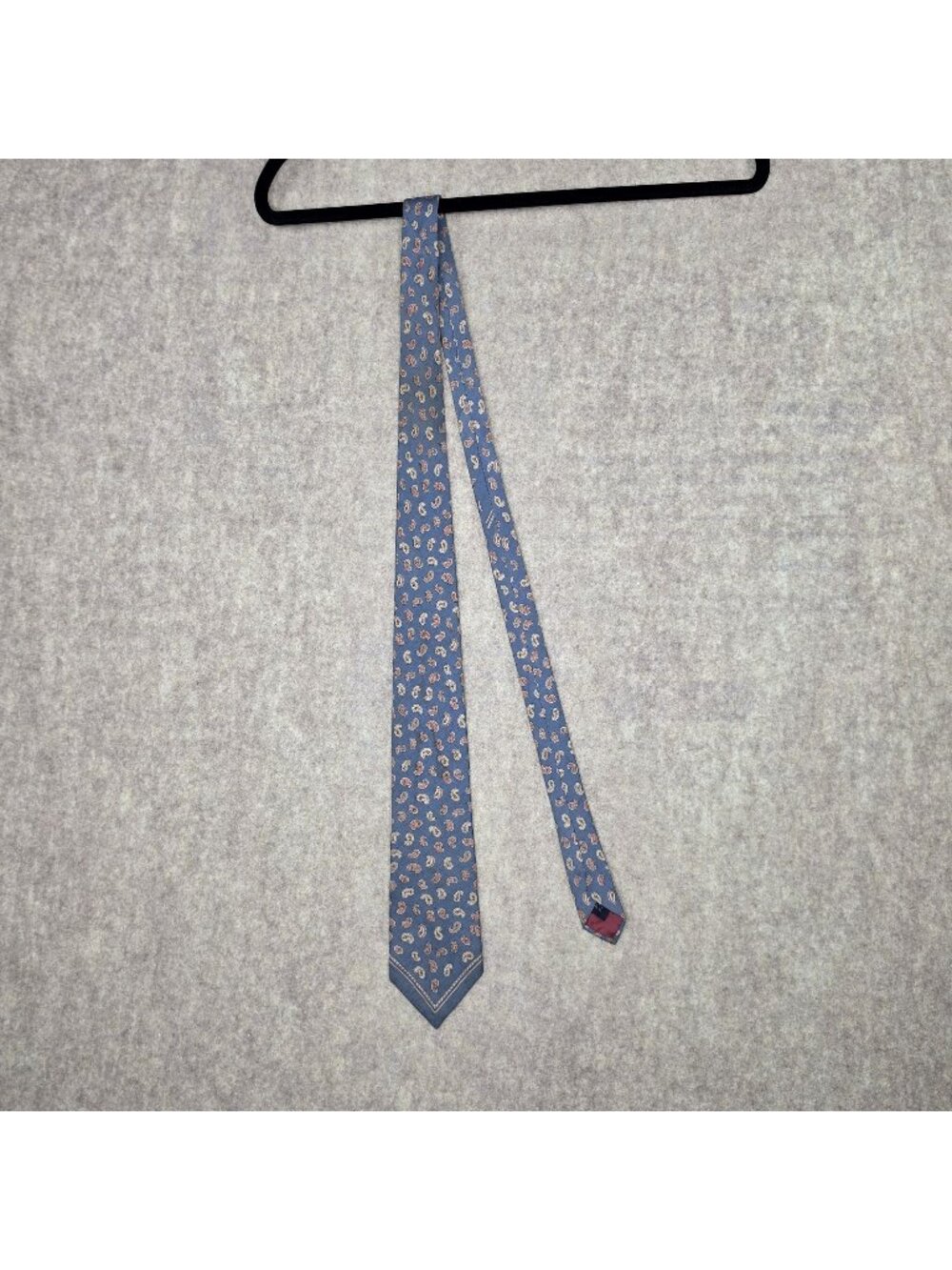 Rooster Mens Silk Necktie Blue Paisley Design All Silk Narrow Classic Style